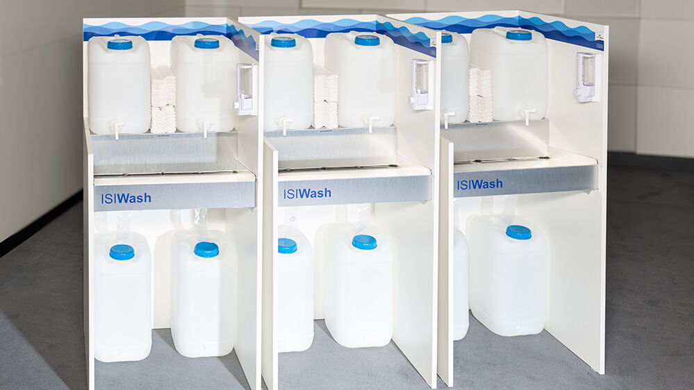 isiwash, mobile waschbecken, hygiene, waschbecken, hygienestation, schulen, corona, infektionsschutz, wiesbaden, isingermerz