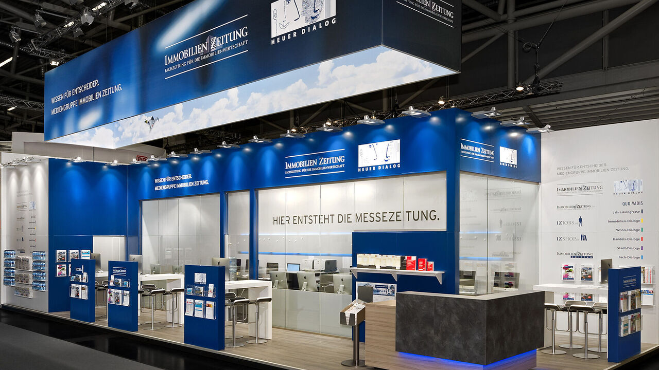 Messestand Immmobilien Zeitung, Messe ExpoReal, Messebau ISINGERMERZ