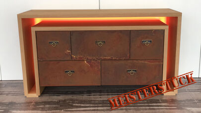 ISINGERMERZ, Wiesbaden, Schreinerei, Messebau, Meisterstück, Ausbildungsbetrieb, HWK, Tischler, Job, Meistermacher, Sideboard