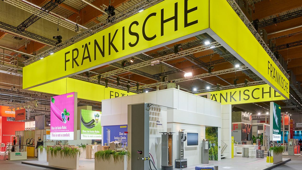 Messestand Fränkische Rohrwerke, Messe Light & Building, Frankfurt, Isingermerz, Messebau