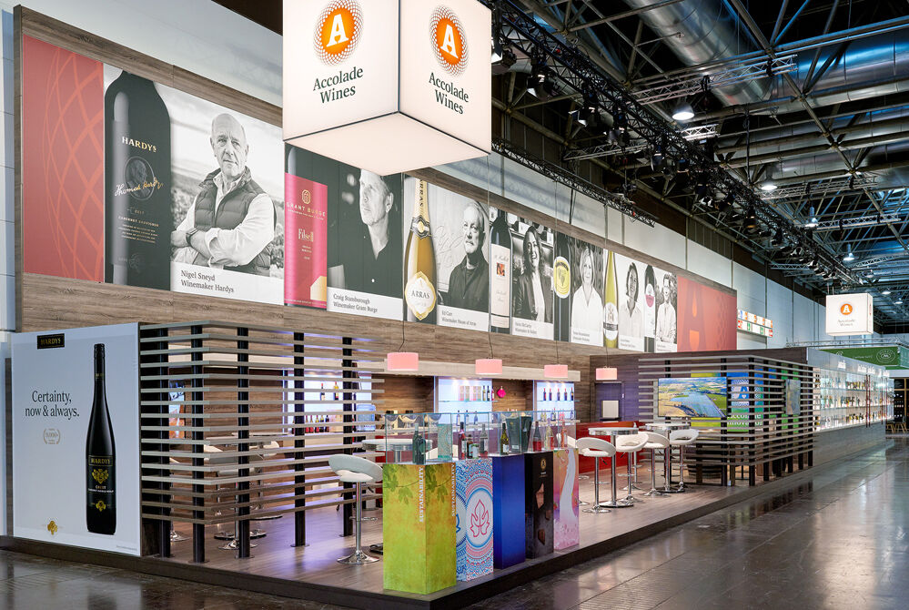 Messestand Accolade Wines, Messe Prowein, Isingermerz, Messebau