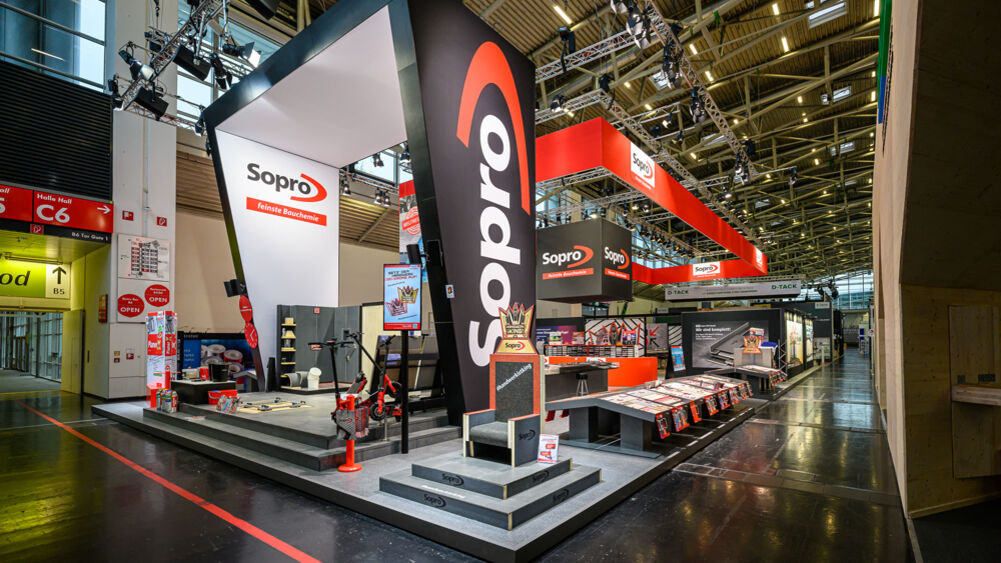 Messestand Sopro, Messe Bau, Marktplatz, Isingermerz, Messekonzept