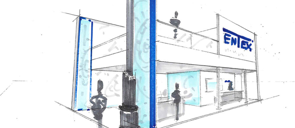 Handscribble, sketch, trade fair design, trade fair concept