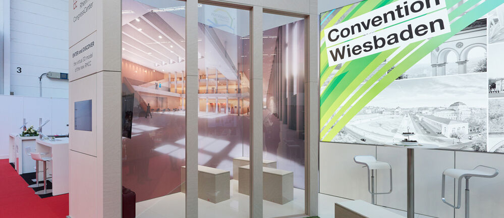 Messestand Wiesbaden Marketing, Messe Imex, RMCC, Rhein-Main-Kongress, Messebau Isingermerz, Messedesign, Messegestaltung
