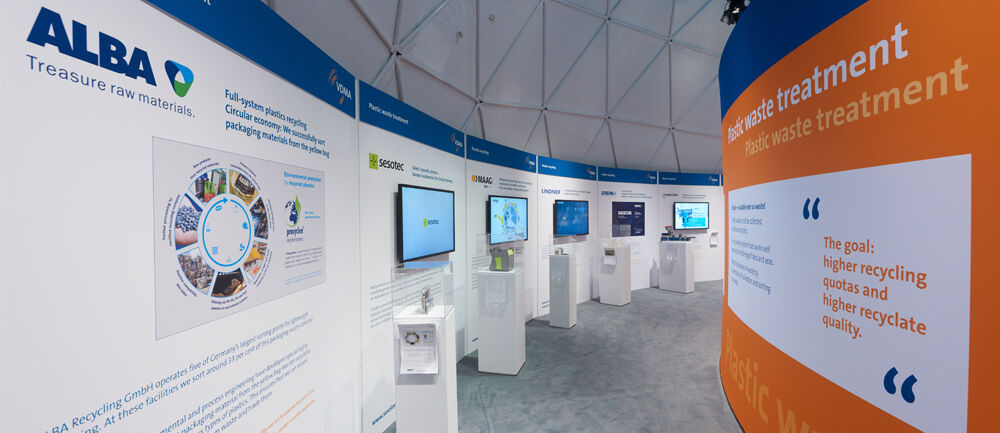 Messebau ISINGERMERZ, VDMA, Messe K, Nachhaltigkeit, Kreislaufwirtschaft, Messestand, Messedesign