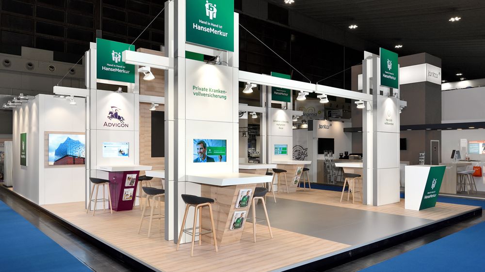 Messestand Hanse Merkur, Messe DKM, Dortmund, Messebau ISINGERMERZ, Standbau