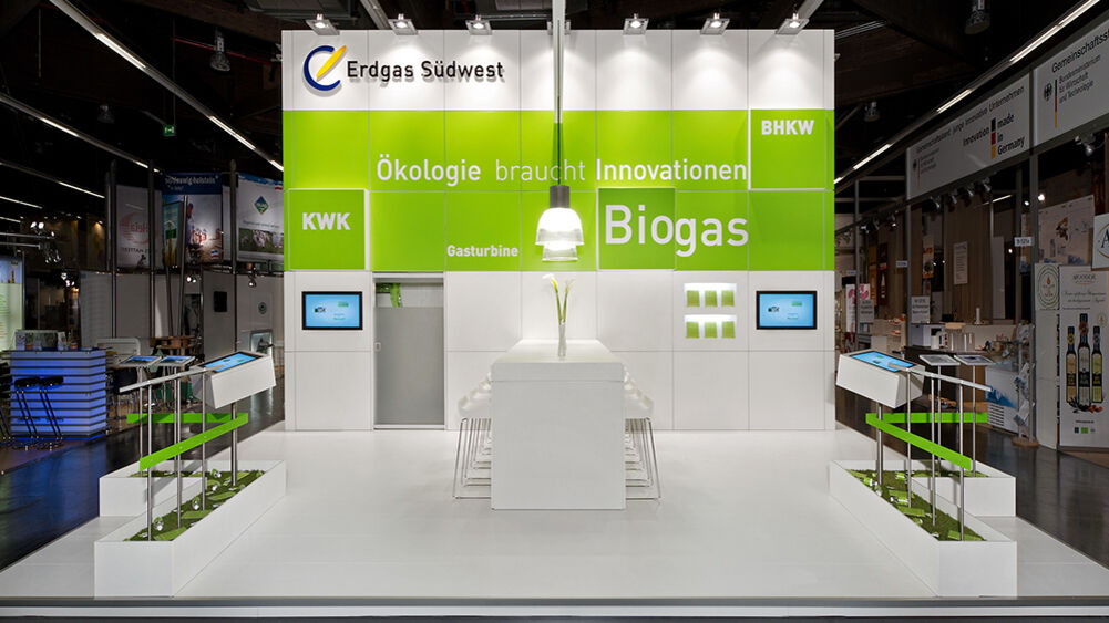 Messestand Erdgas Südwest, Messe Biofach, Messebau ISINGERMERZ