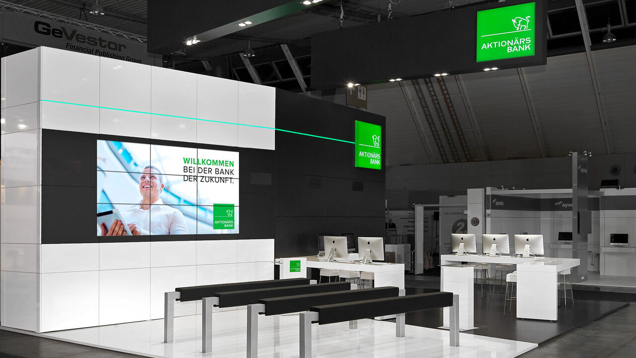 Messestand Aktionärsbank, Messe Invest Stuttgart, Messebau ISINGERMERZ