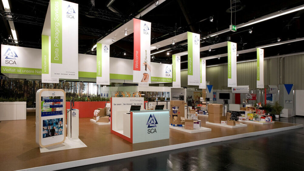 nachhaltiger Messebau, SCA Messestand, Messe Fachpack, Messebau ISINGERMERZ