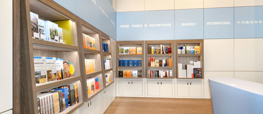 Messestand Fachverlag Hans Carl, Messe Drinktec, Brauwelt, Getränkebranche, Messebau ISINGERMERZ, Messekonstruktion