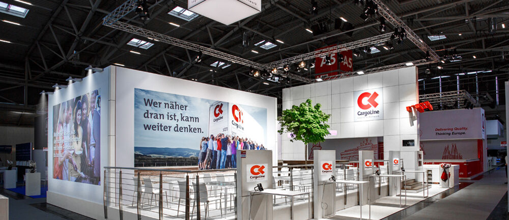 Messestand Cargoline, Messe Transport Logistic, Messebau ISINGERMERZ, Messedesign