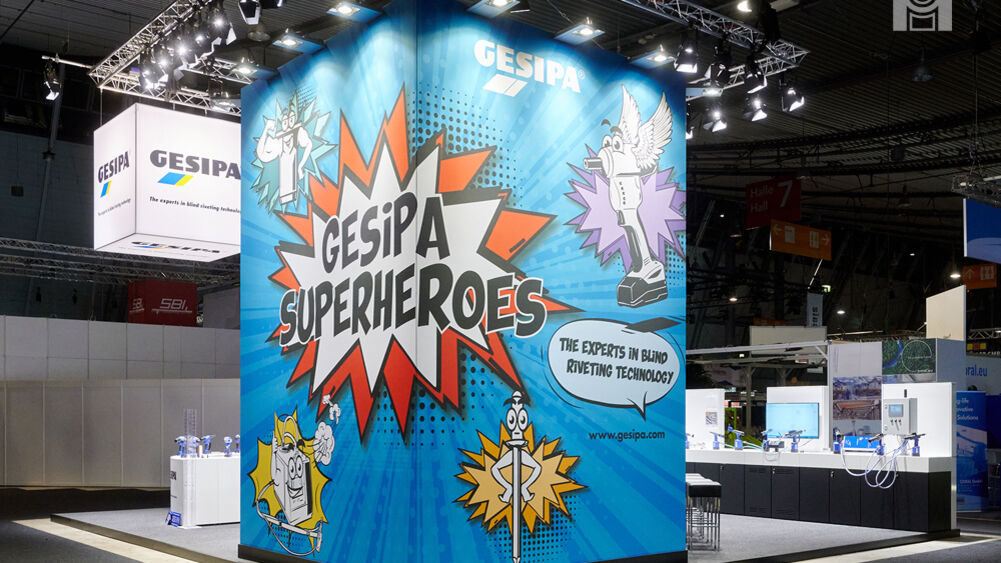 Gesipa Messestand, Messe Blechexpo Stuttgart, Messebau, Isingermerz