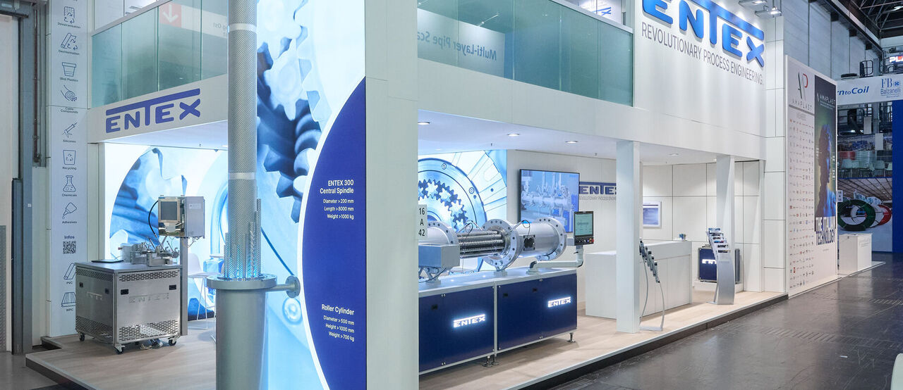 [Translate to English:] Messestand Entex, Messe K, Düsseldorf, Messebau ISINGERMERZ