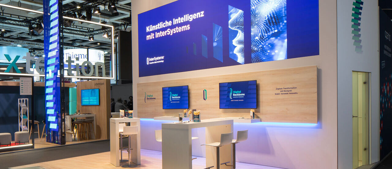 Messe DMEA München, Messestand Intersystems, Messebau ISINGERMERZ