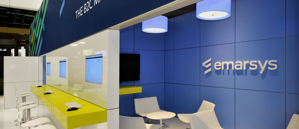 Messestand Emarsys, Messe Dmexco, Messebau Isingermerz, Infopoints