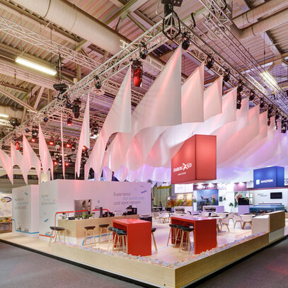 Messestand Hamburg Süd, Maersk, Messe Fruit Logistica Berlin, Messebau ISINGERMERZ