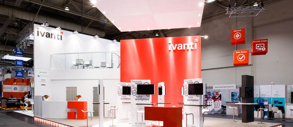 Messestand IVanti, Messe Cebit, Messebau ISINGERMERZ, Messestandkonzept