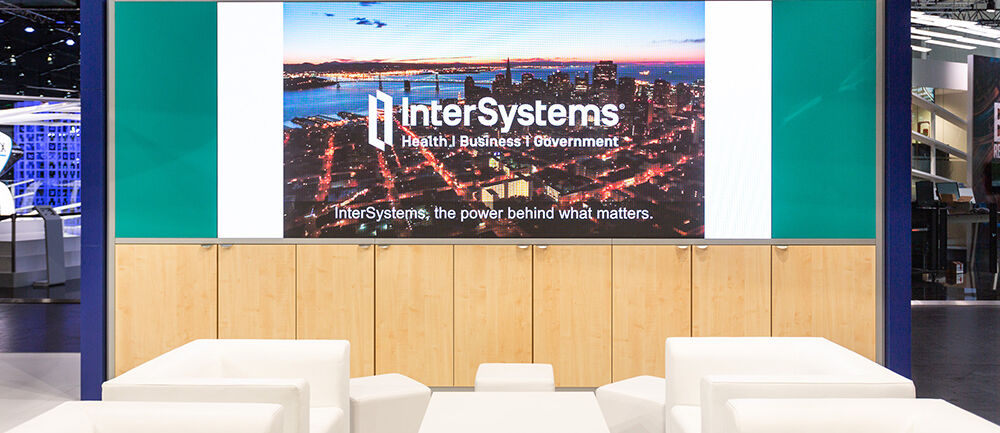 Messestand Intersystems, Messe Cebit, Hannover, Messebau ISINGERMERZ, Softwareentwickler, Standbau