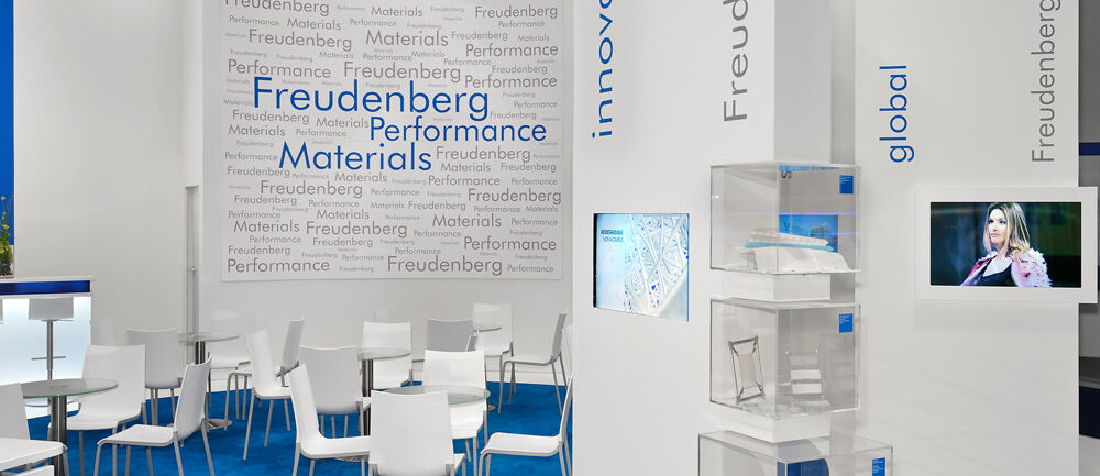 Messestand, Freudenberg Performance Materials, Messe Techtextil, Frankfurt, Messebau Isingermerz
