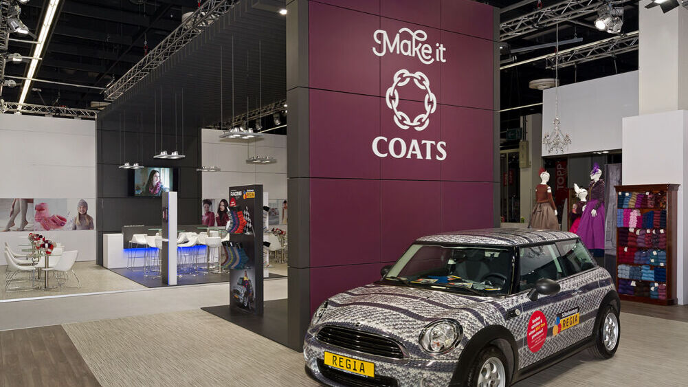 Messestand Coats, Messe Handarbeit + Hobby Köln, Messebau ISINGERMERZ