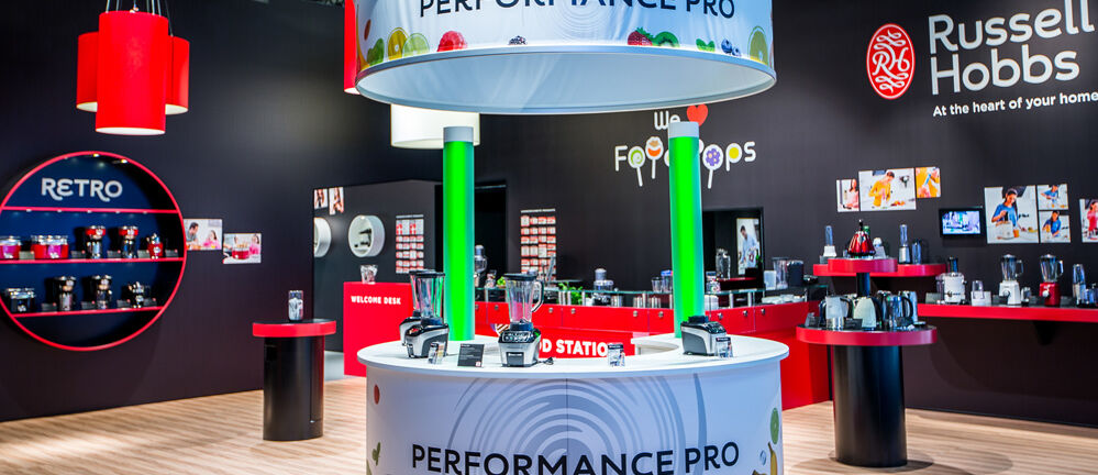 Messestand, Remington, Russell Hobbs, Messe IFA, Messebau ISINGERMERZ, Messestandgestaltung