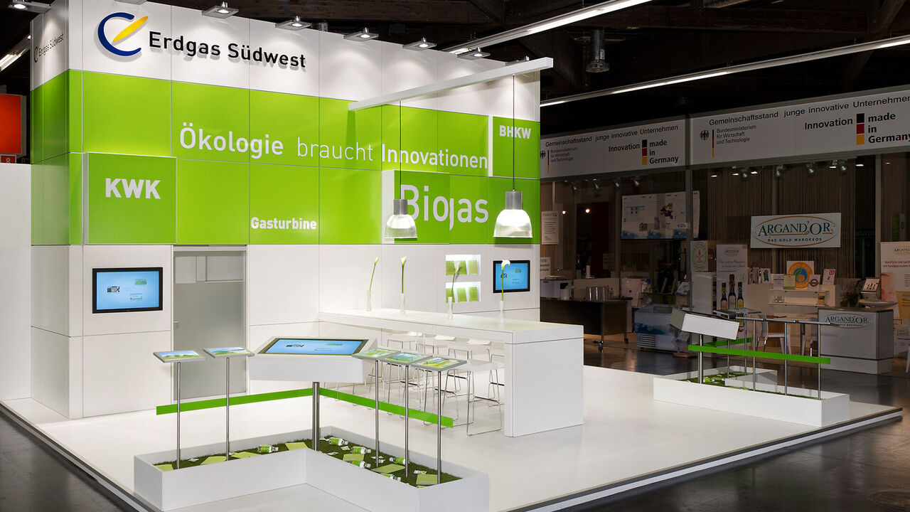 Messestand Erdgas Südwest, Messe Biofach, Messebau ISINGERMERZ