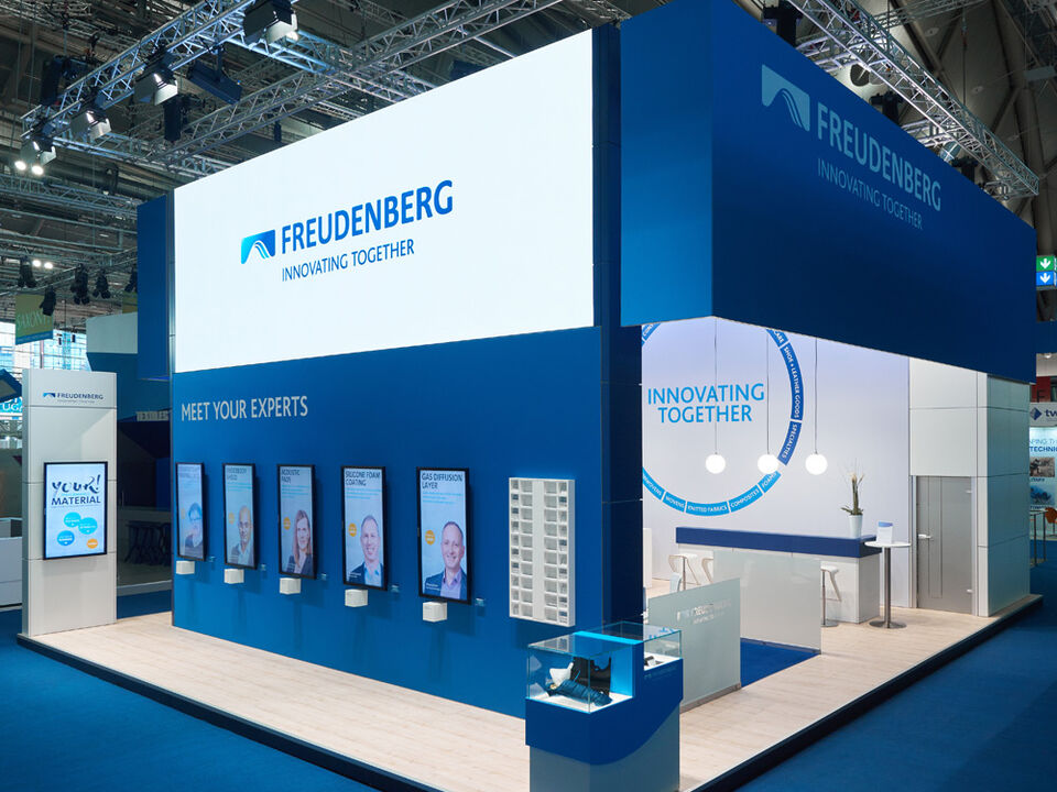Messestand, Freudenberg Performance Materials, Messe Techtextil, technische Textilien, Messebau, ISINGERMERZ, Ideengeber