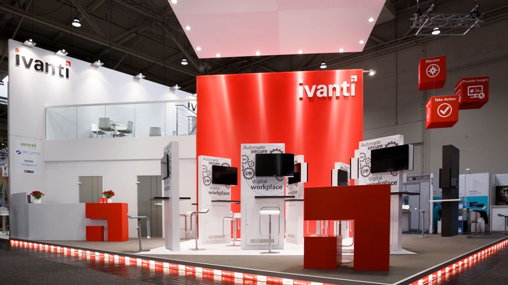 Messestand IVanti, Messe Cebit, Messebau ISINGERMERZ, Messestandkonzept