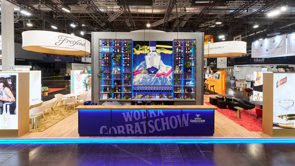 Messestand Henkell Freixenet, Messe Prowein, Düsseldorf, Isingermerz, Messestand