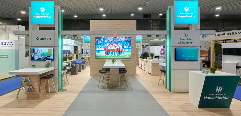 Messestand Hanse Merkur, Messe DKM, Dortmund, Messebau ISINGERMERZ