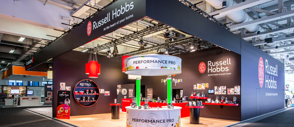 Messestand, Remington, Russell Hobbs, Messe IFA, Messebau ISINGERMERZ, Messeauftritt