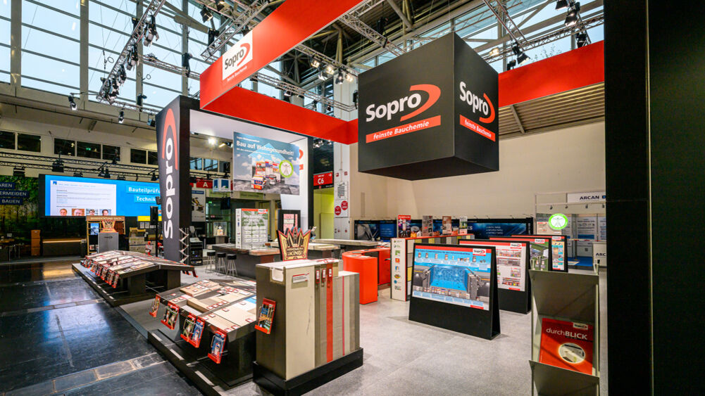 Messestand Sopro, Messe Bau, Marktplatz, Isingermerz, Design
