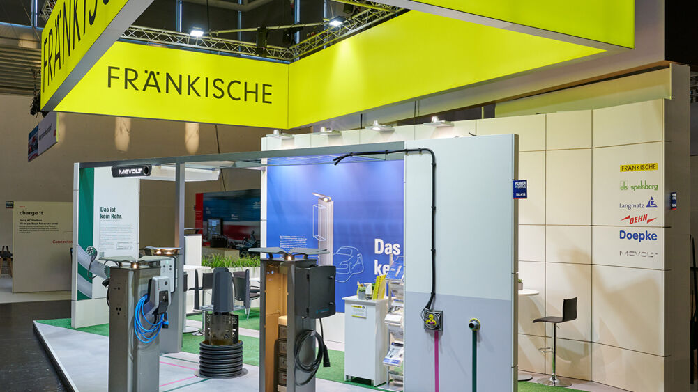 Messestand Fränkische Rohrwerke, Messe Power2Drive, Messebau, Messekonzept