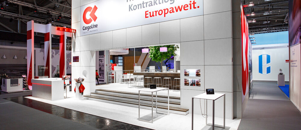 Messestand Cargoline, Messe Transport Logistic, Messebau ISINGERMERZ, Messekonzept