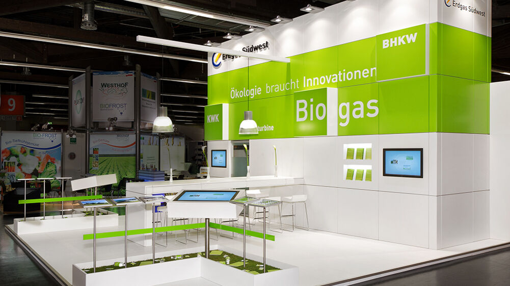 Messestand Erdgas Südwest, Messe Biofach, Messebau ISINGERMERZ