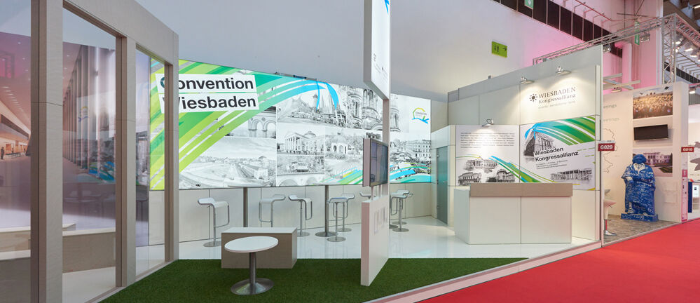 Messestand Wiesbaden Marketing, Messe Imex, RMCC, Rhein-Main-Kongress, Messebau Isingermerz, Messedesign
