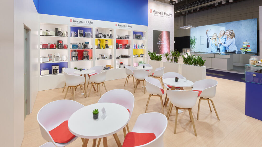 Messestand Gesprächbereich