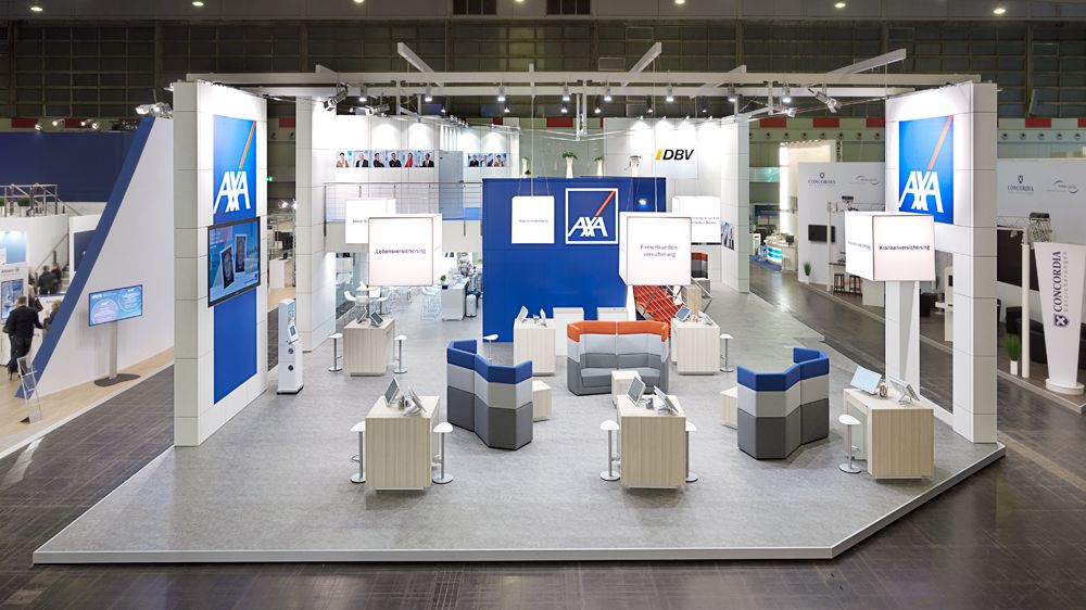 Messestand Axa, Messe DKM, Messebau Isingermerz, Messestandkonzept