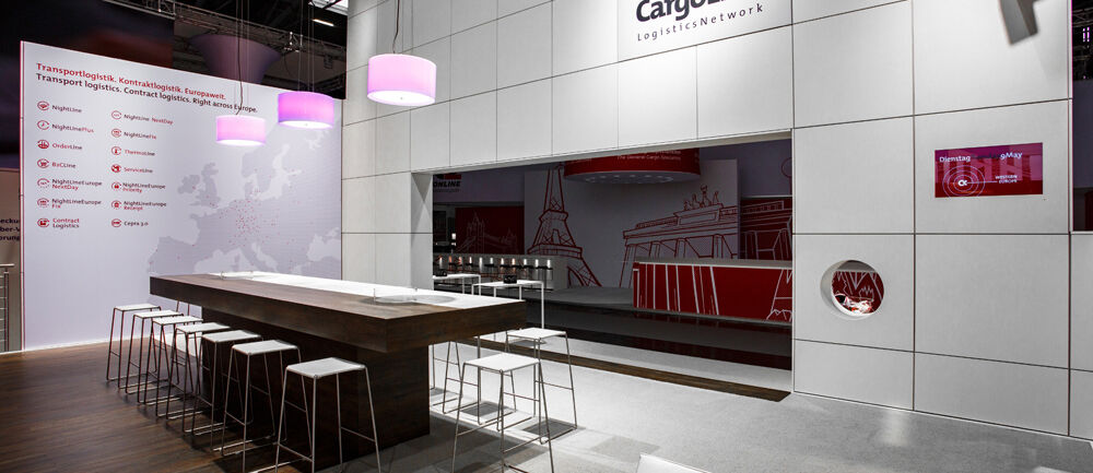 Messestand Cargoline, Messe Transport Logistic, Messebau ISINGERMERZ, Designstand