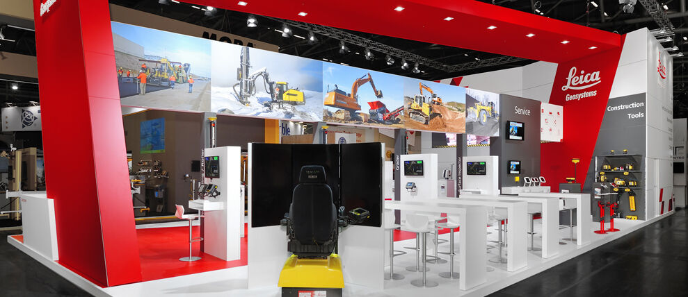 Messestand Leica Geosystems, Messe Bauma, Messebau Isingermerz, Messestandkonzept