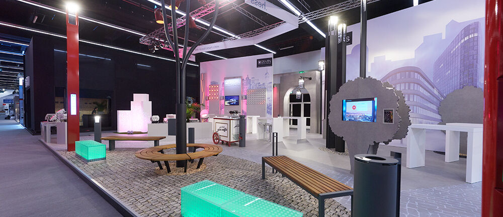 Messestand Hess, Messe Light + Building, Messebau ISINGERMERZ, Reno Elements, Messedesign