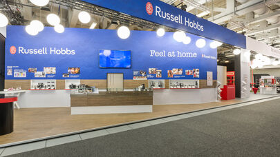 Messestand Remington, RussellHobbs, Varta, Messe IFA, Messebau, Isingermerz, Messekonzept