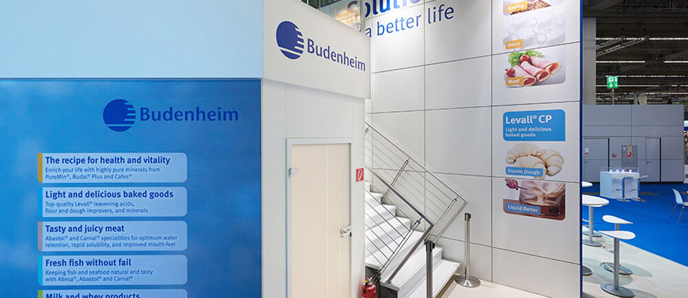 Messestand Chemische Budenheim, Messebau ISINGERMERZ, Messedesign