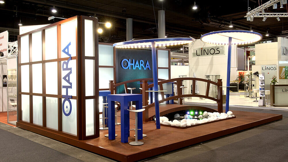 Messestand OHARA, Messe Optatec, Messebau ISINGERMERZ, nachhaltiger Messebau