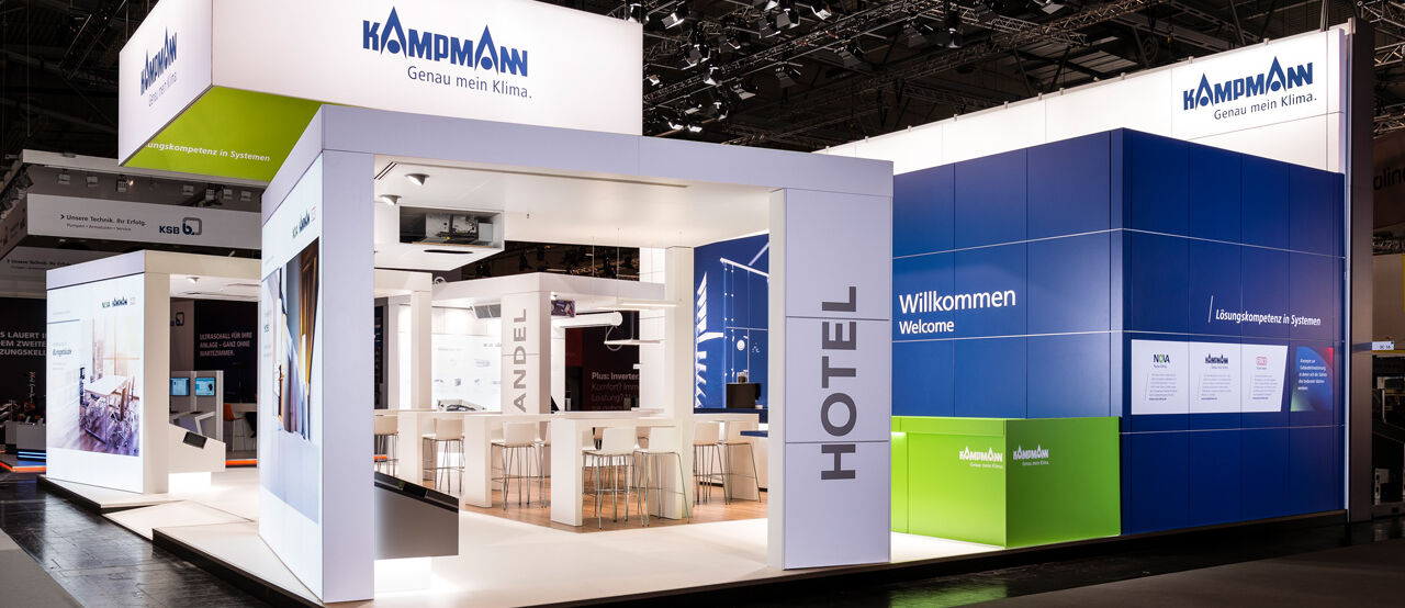 Messestand Kampmann, Messe SHK Essen, Messebau ISINGERMERZ