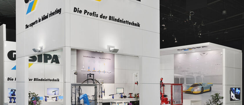 Messestand Gesipa Blindniettechnik, Messe Motek, Messebau Isingermerz, Messedesign