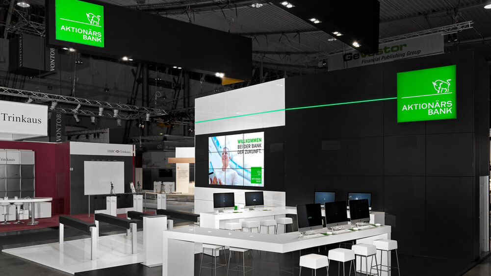 Messestand Aktionärsbank, Messe Invest Stuttgart, Messebau ISINGERMERZ