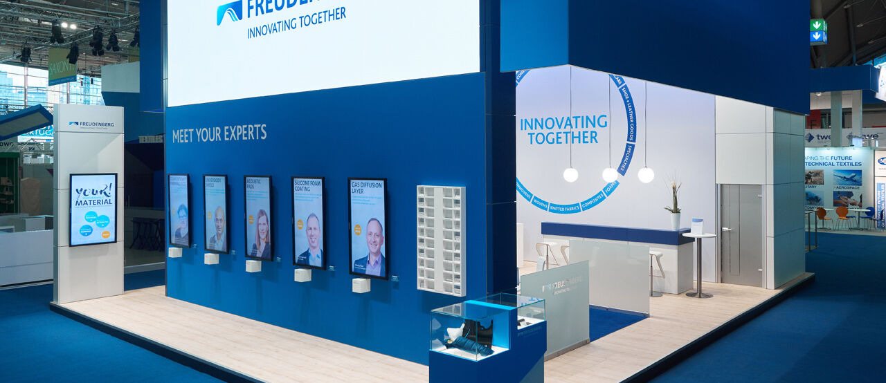 Messestand Freudenberg, Techtextil Frankfurt, Heimspiel-Expertise von ISINGERMERZ