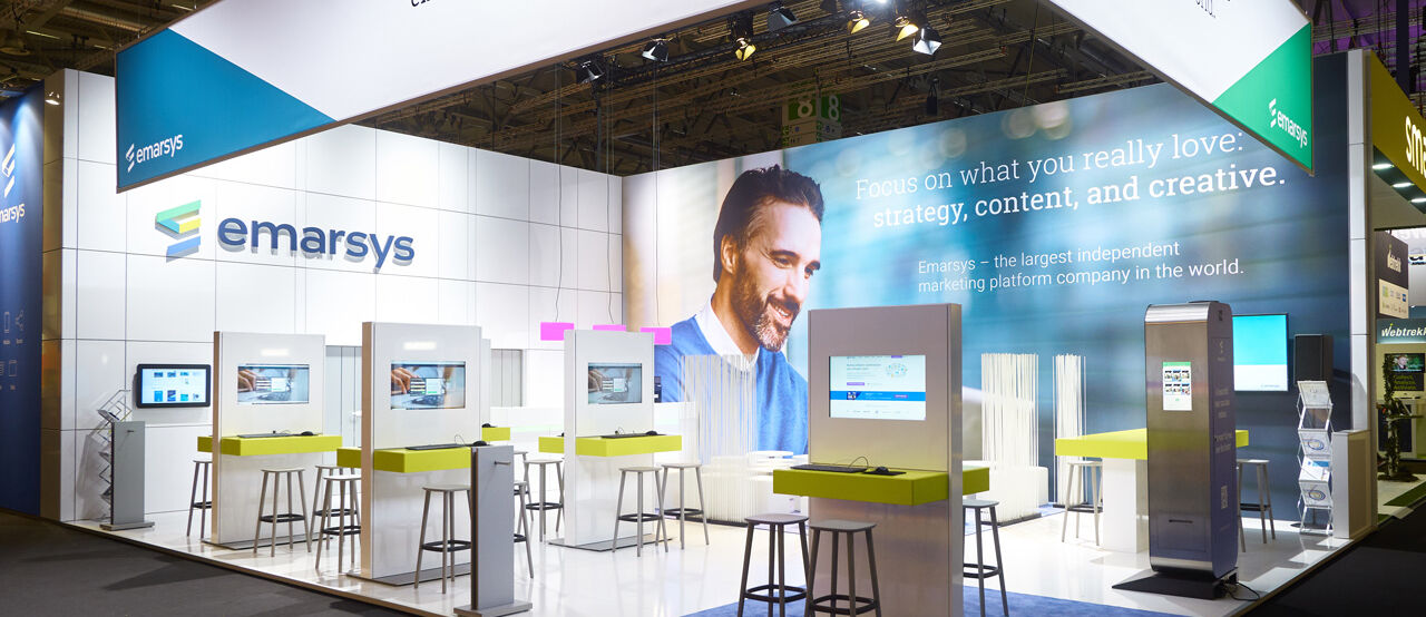 Messestand Emarsys, Messe DMexco Köln, Messebau ISINGERMERZ