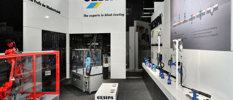 Messestand Gesipa Blindniettechnik, Messe Motek, Messebau Isingermerz, Messestandkonzept